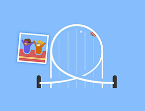 模拟过山车途中抓拍纪念照